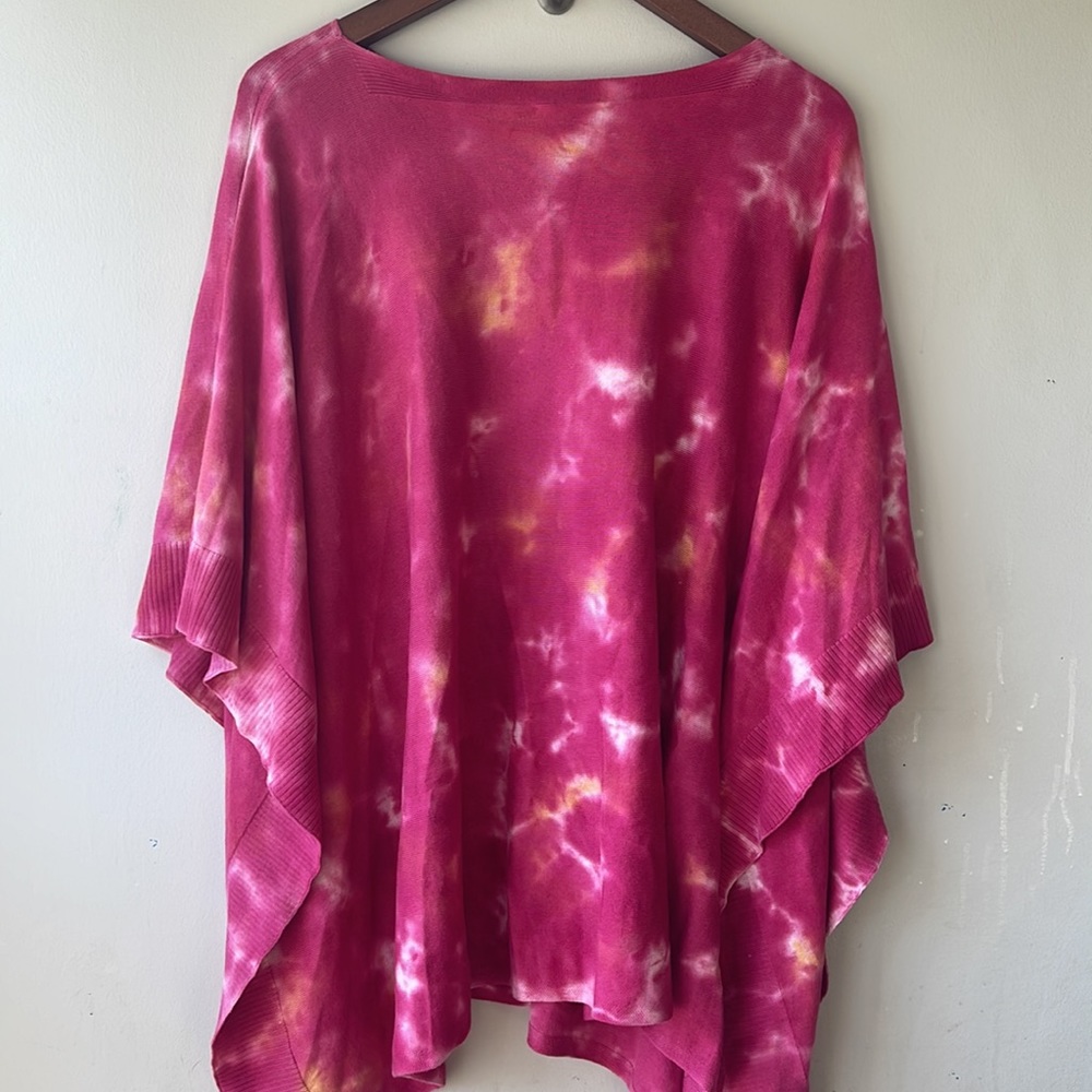 JOHNNY WAS Boho Hot Pink Hand Painted Poncho One Size - Picture 7 of 12